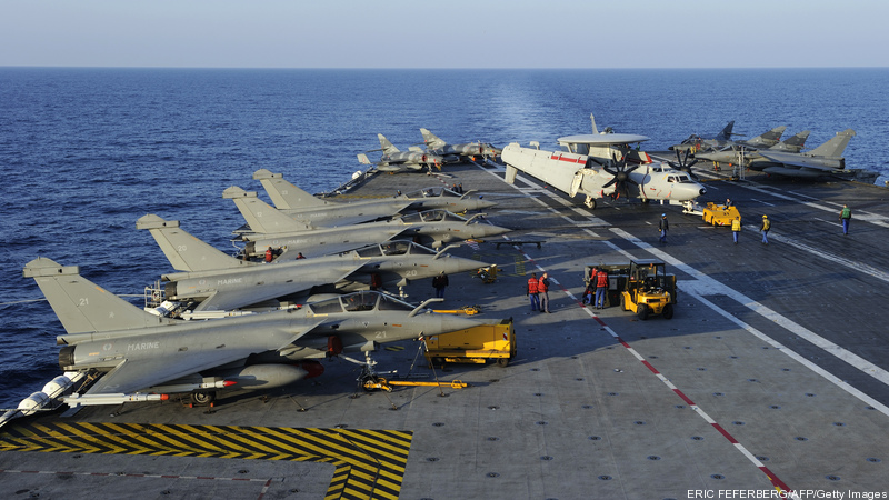 French aircraft Charles de Gaulle en route to Libya during the 2011 air war.
