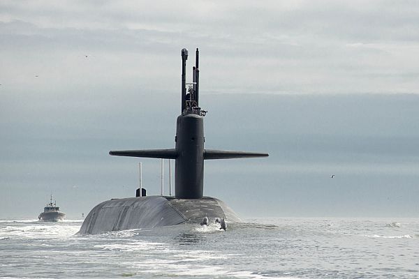 (SSBN 734) returns to Naval Submarine Base Kings Bay. Tennessee deployed for operations more than three months ago. (U.S. Navy photo by Mass Communication Specialist 1st Class James Kimber/Released)