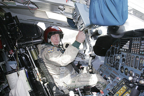 Vlad Putin in cockpit of a TU-160 Bomber over Venezuela.