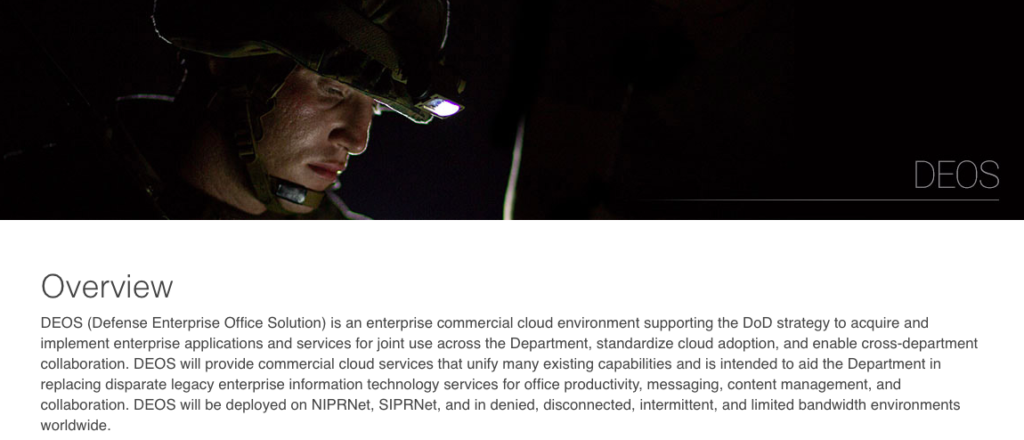 screenshot of DoD website