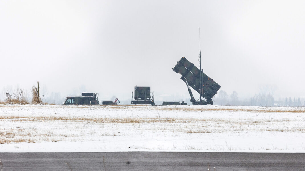 US Patriot missile defense batteries newly installed at the Rzeszow airport located near the Poland-Ukraine border in Rzeszow, Poland on March 09, 2022