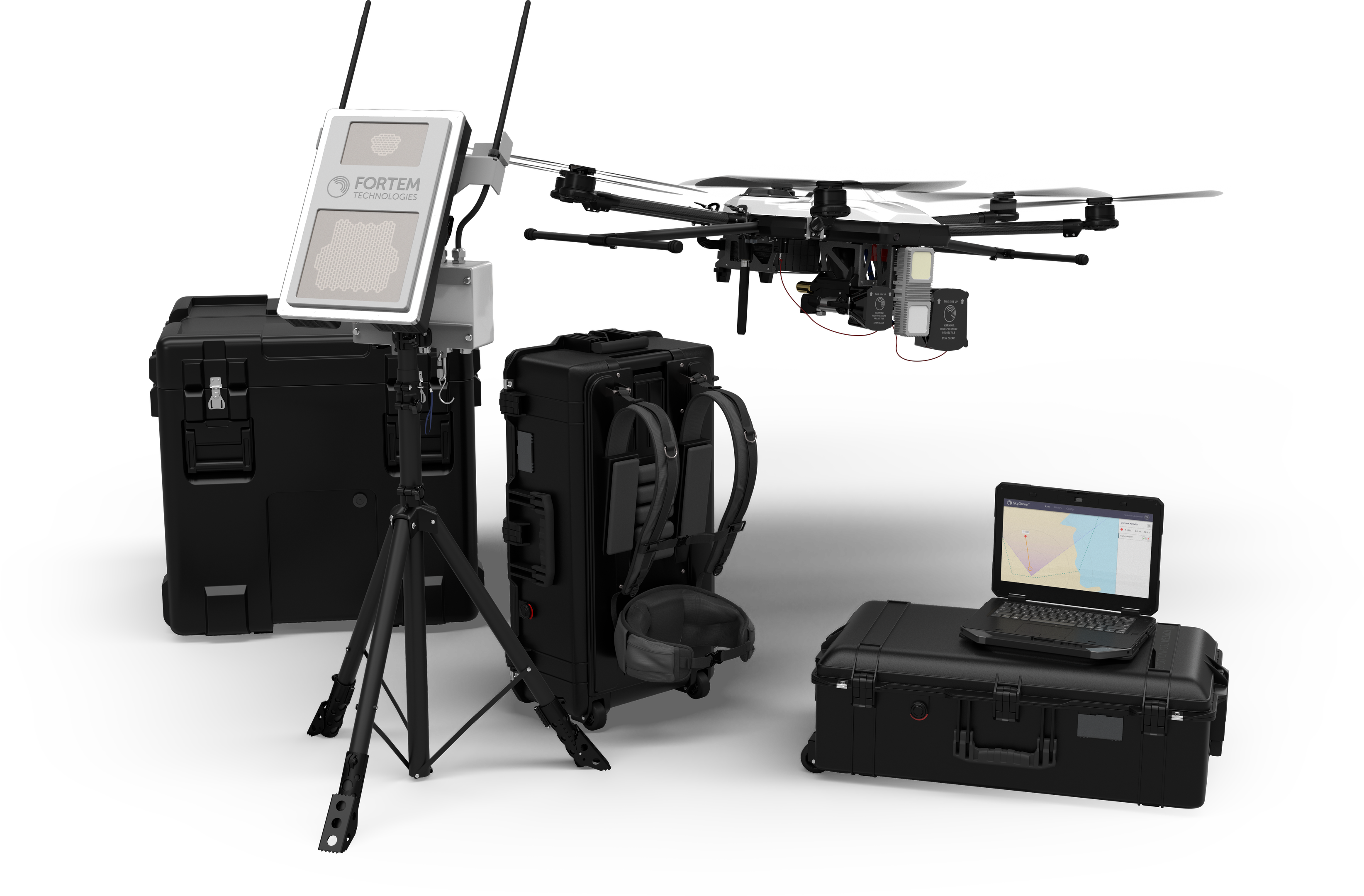 The key to Fortem Technoogies’ SkyDome system is its ability to detect, track, identify and mitigate via its TrueView family of radars. (Image courtesy of Fortem Technoogies.)
