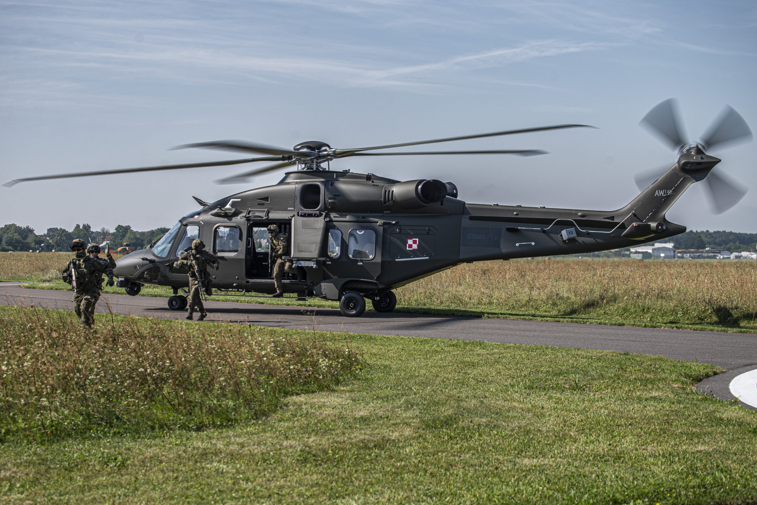 AW149 helicopter transporting army troops