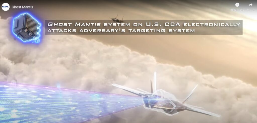 Ghost Mantis systems leverage AI and machine learning features to actively learn from what they see in the environment, almost immediately updating IMD. When returning from a mission the systems can pass data on that they have learned about threats to an outgoing sortie package and to other elements of a Joint All-Domain Command and Control system.