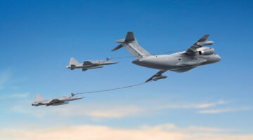 Operators can add underwing probe-and-drogue pods to the KC-390 or, if demanded, a boom system, which Embraer continues to study in anticipation of U.S. Air Force requirements. (Embraer image)