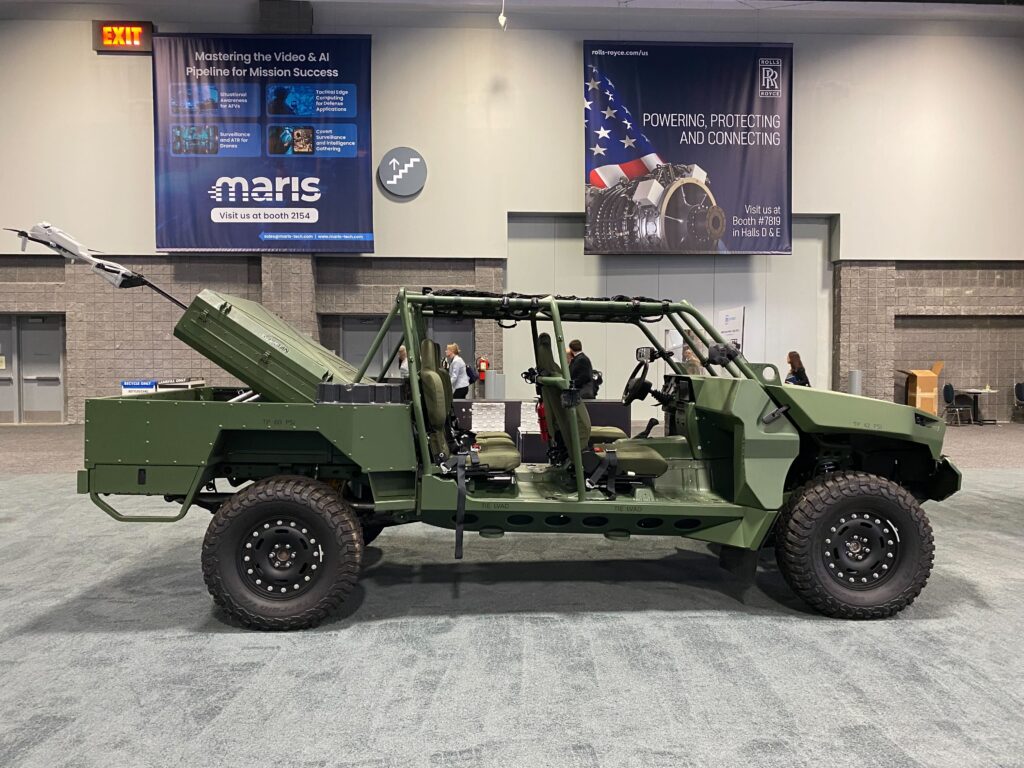 GM Defense's Infantry Squad Vehicle-Utility is based on the Chevrolet Colorado ZR2 and can be adapted to carry mortars, counter-drone equipment and more. (Aaron Mehta/Breaking Defense)