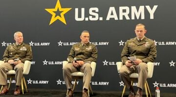 Army Col. Peter Atkinson, Col. Donald Kean, BG Donald Brooks at AUSA 2025.