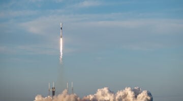 A Space X Falcon 9 rocket launches from Space Launch Complex 40 at Cape Canaveral Space Force Station. The rocket was launched as part of classified mission USSF-124, sending six satellites to orbit - two for the Missile Defense Agency and four for the Space Development Agency. (U.S. Space Force photo by Airman 1st Class Spencer Contreras)