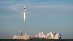A Space X Falcon 9 rocket launches from Space Launch Complex 40 at Cape Canaveral Space Force Station. The rocket was launched as part of classified mission USSF-124, sending six satellites to orbit - two for the Missile Defense Agency and four for the Space Development Agency. (U.S. Space Force photo by Airman 1st Class Spencer Contreras)