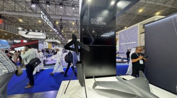 Diamond-shaped loitering munition 1/2 scale, at MBDA stand in Dubai Airshow 2025