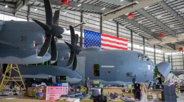 Mid-tier defense companies are playing a larger role in shoring up the industrial base, such as with SNC’s work on upgrading the AC-130 gunship. (Photo courtesy of SNC)