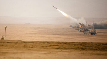 U.S. forces participate in a live fire involving Patriot missile launches during exercise Sky Shield at the Udari Range Complex, Kuwait, Dec. 9, 2025.