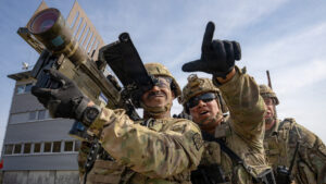 Soldiers from A Battery, 5th Battalion, 4th Air Defense Artillery Regiment conduct Maneuver Short Range Air Defense (M SHORAD) live fire operations during a multi-phase FAMFIRE event at Grafenwoehr Training Area, Germany,