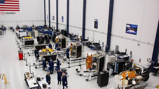 L3Harris Technologies has reached full-scale production at its newly expanded Satellite Integration and Test facility in Florida. The advanced missile tracking satellites produced there will play a role in the defense of the U.S. and allied nations. (Photo courtesy of L3Harris)
