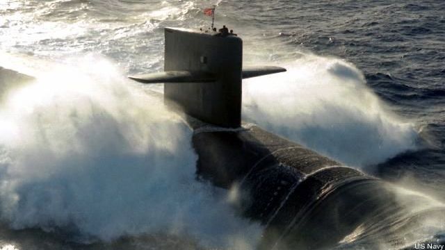 An Ohio-class nuclear ballistic missile submarine