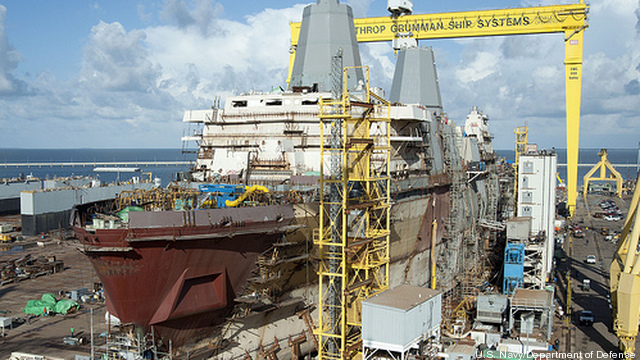 Fairbanks Morse builds diesel engines and generators for Navy ships such as the USS Arlington, shown here.