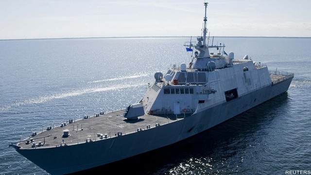 Future USS Freedom undergoes builder's trials on Lake Michigan near Marinette, Wisconsin