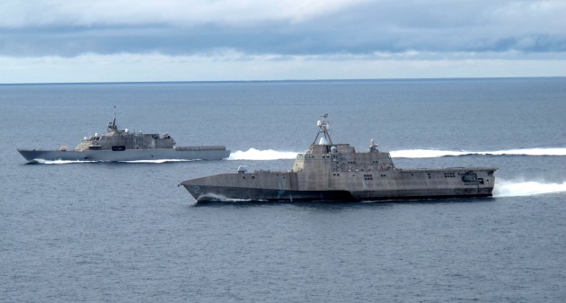 The two Littoral Combat Ship variants, LCS-1 Freedom and LCS-2 Independence.