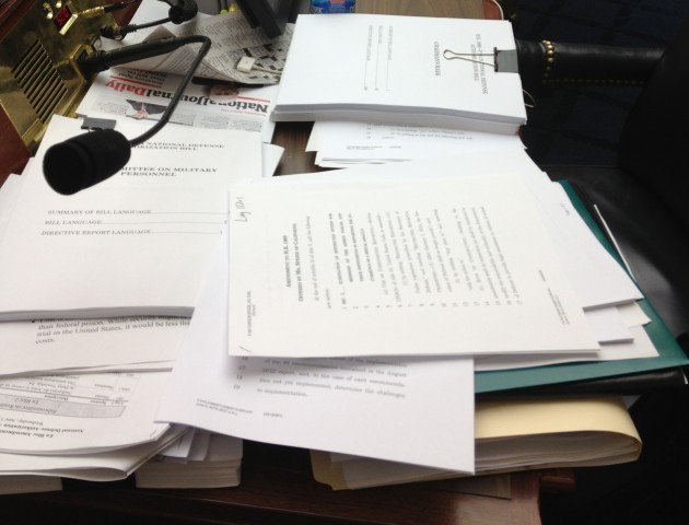 Amendments stack up on the desks of HASC members at markup of the 2014 NDAA.