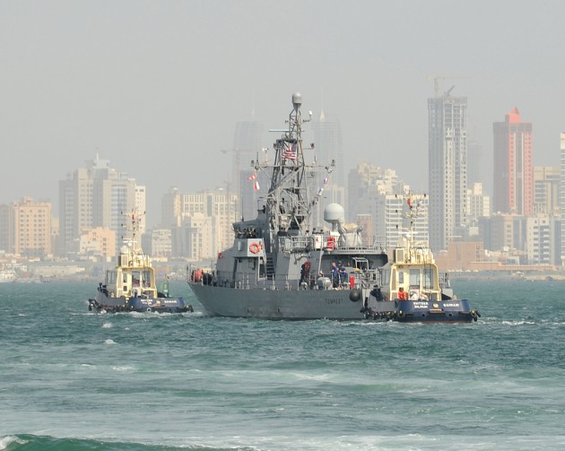 NAVAL SUPPORT ACTIVITY, Bahrain (July 3, 2013) Patrol Coastal ship USS Tempest (PC 2) transits from Khalifa Bin Salman Port to Mina Salman Pier. The arrival of Tempest, USS Thunderbolt (PC 12) and USS Squall (PC 7) brings the total number to eight PCs here to support maritime security operations and theater security cooperation efforts in the U.S. 5th Fleet area of responsibility. (U.S. Navy photo by Mass Communication Specialist 1st Class (SW) Stephen Murphy/Released) http://www.flickr.com/photos/navcent/9198801073/in/photostream/