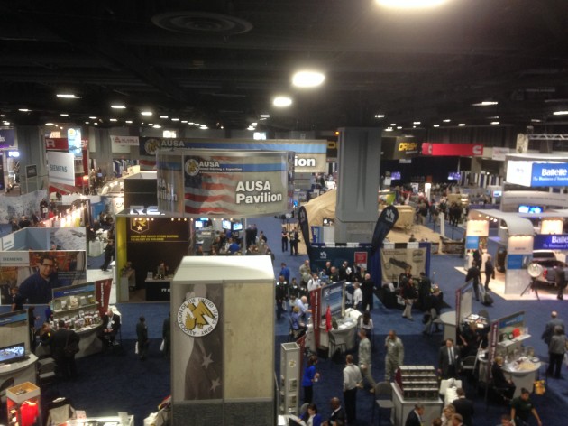 Industry exhibits crowd the Washington Convention Center at AUSA 2012.