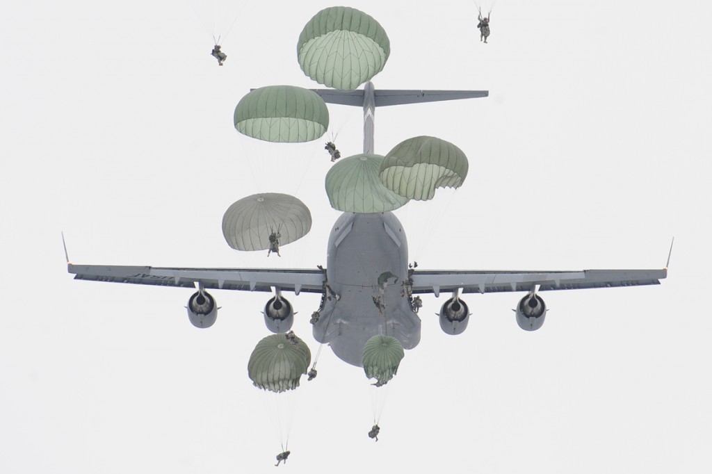 An Army airborne exercise at Joint Base Elmendorf-Richardson in Alaska.