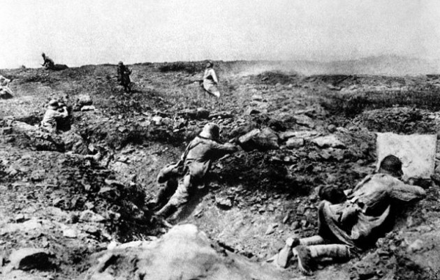 Trench warfare in World War I.