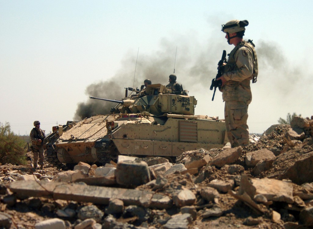 The Army won't be able to replace its '80s-vintage M2 Bradleys, like the one show here in Iraq, for a long time to come.