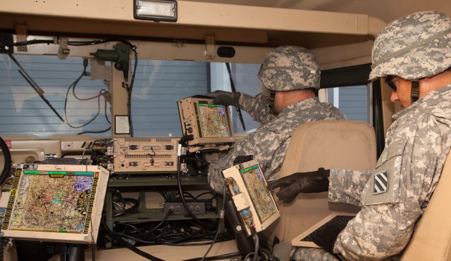 Army vehicle full of network computers
