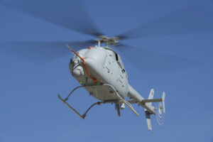A second MQ-8C Fire Scout unmanned helicopter flew for the first time at Naval Base Ventura County, Pt. Mugu, Calif., on Feb. 12. Current flight tests are focused on validating the flight capabilities of the system before ship-based flights take place this summer. Northrop Grumman photo by Alan Radecki