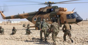 Afghan soldiers conduct helicopter training during Noncommissioned Officer Battle Course