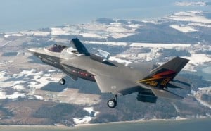 Marine F-35B in hover mode.