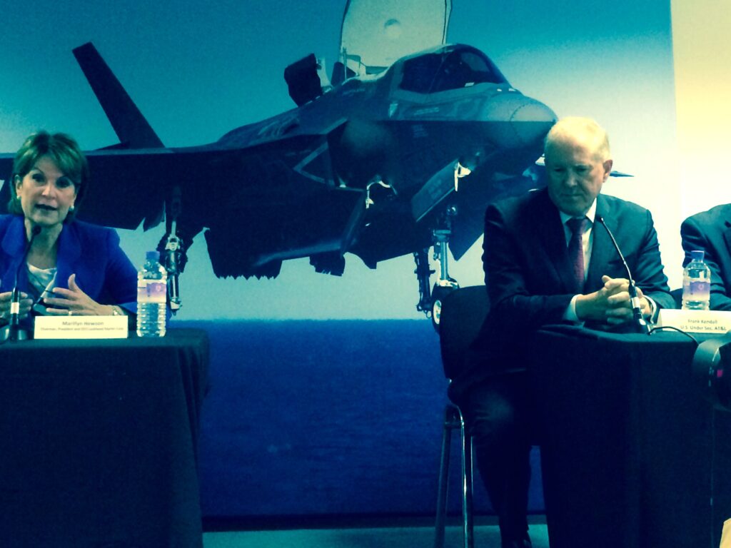 Marillyn Hewson Lockheed CEO and Frank Kendall ATL at Farnborough 2014