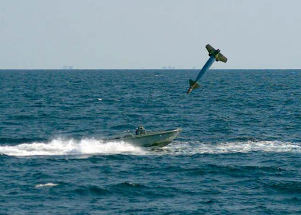 An Air Force test of anti-small-boat weapon.