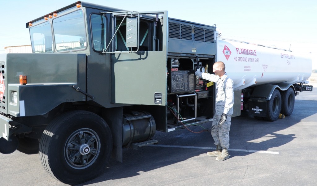 White fuel truck at Luke Air Force Base