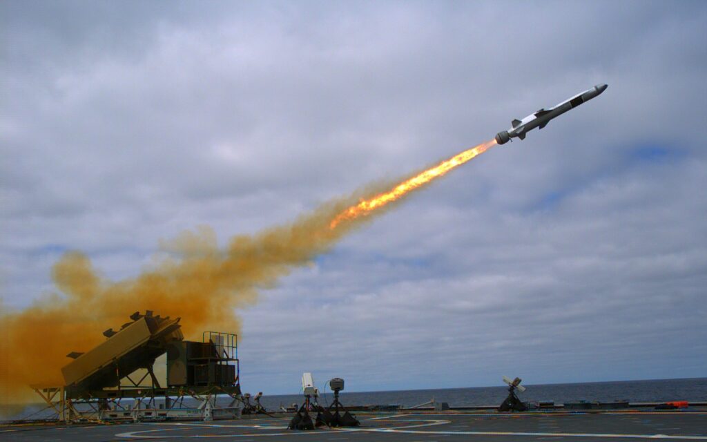 The LCS Coronado test-fires a Norwegian Kongsberg missile.