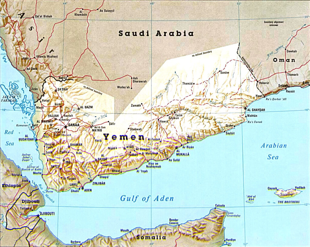 Map of Djibouti and surrounding area