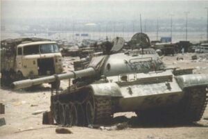 Iraqi vehicles on the "Highway of Death" in 1991