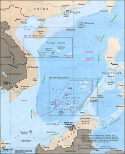 The "9-dash line" describing Chinese claims to the South China Sea (Wikimedia Commons)