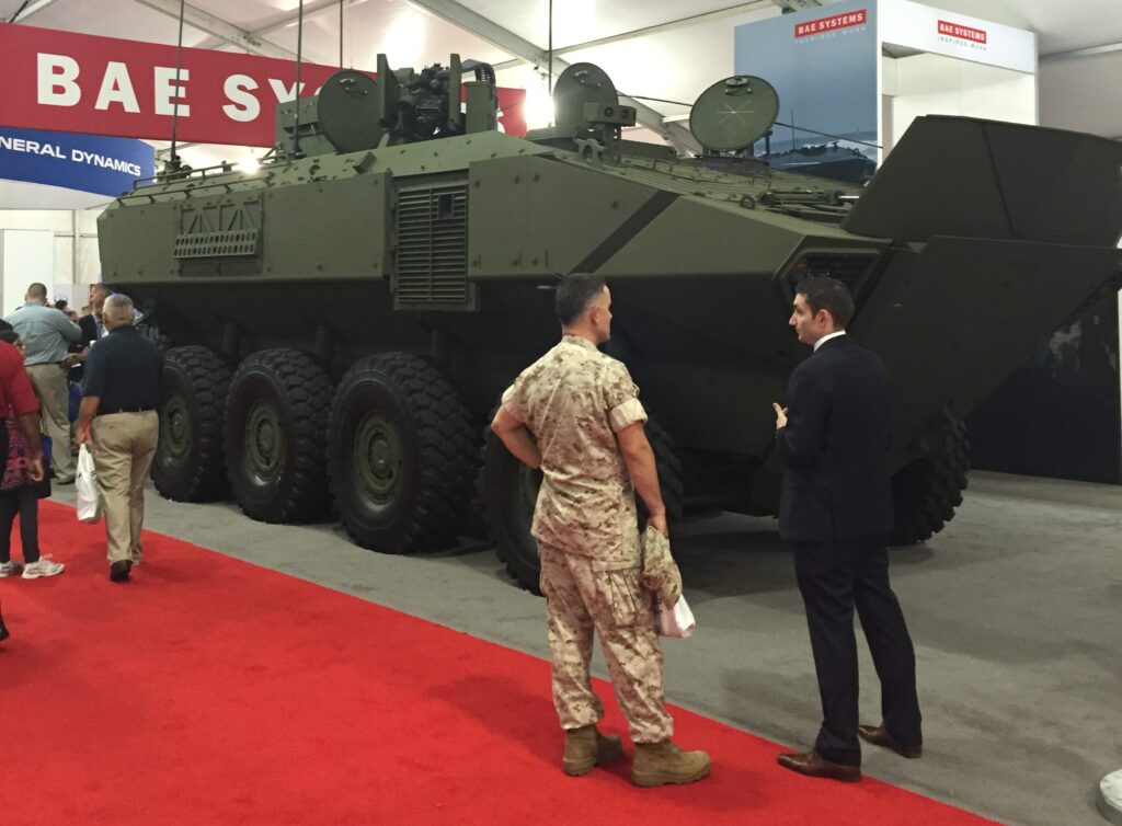 BAE Systems proposal for the Amphibious Combat Vehicle, derived from the Italian IVECO SuperAV