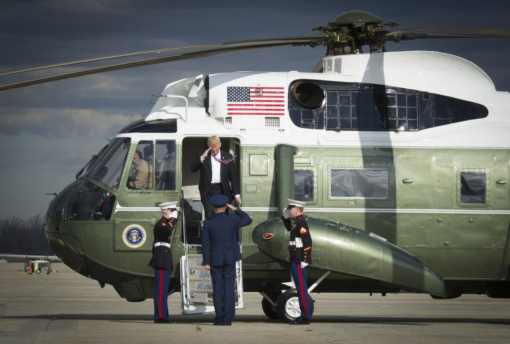President Trump debarks Marine One. The current fleet of VH-3 helicopters is aging.