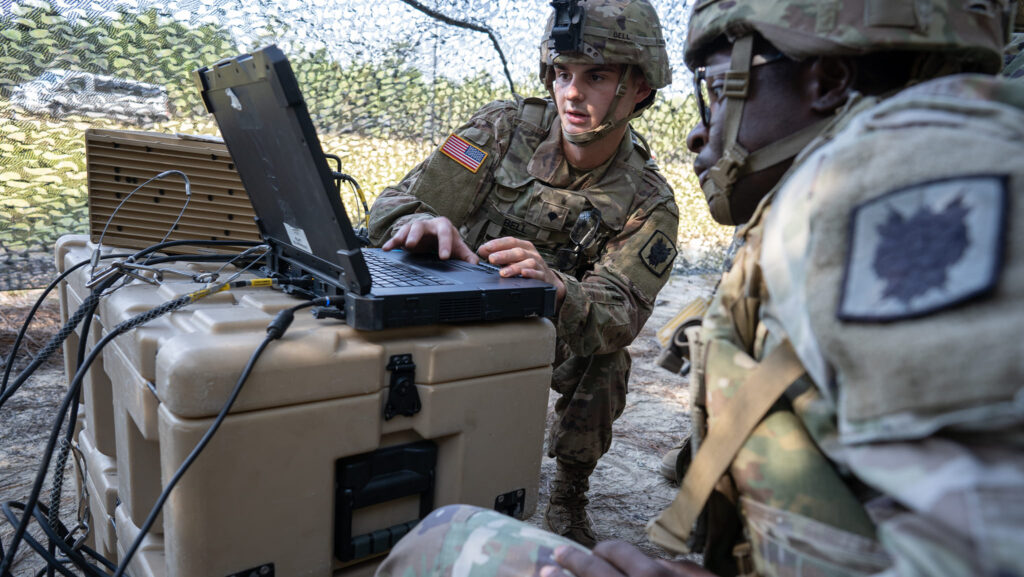 The Army’s Unified Network strives for transport agnostic links so a component can plug it into commercial internet and various terminals. (US Army photo).