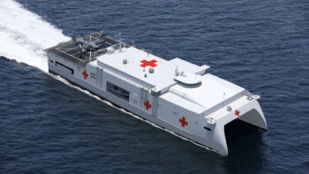 A graphic of Austal USA's expeditionary medical ship. (Courtesy of Austal USA)