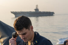 USS Mason Conducts a Vertical Replenishment with USS Dwight D. Eisenhower in support of Operation Prosperity Guardian