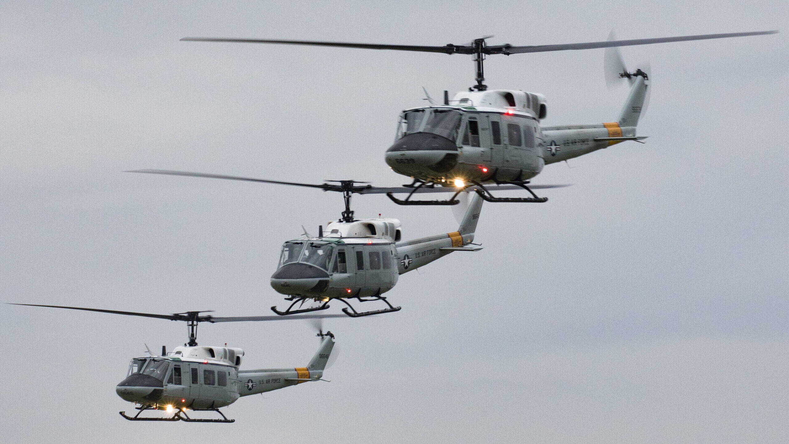 Hueys perform formation flight