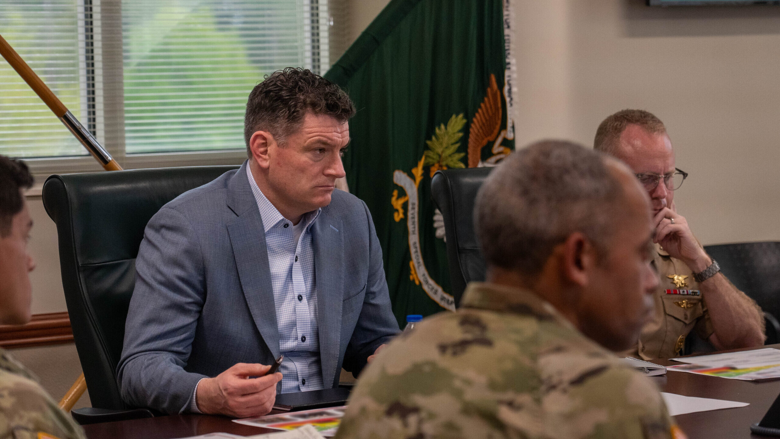 Assistant Secretary of Defense for Special Operations and Low Intensity Conflict visits 7th Special Forces Group (Airborne)