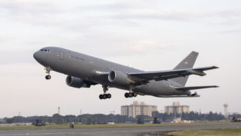 A Boeing KC-46 visits to Yokota