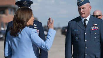 Vice President Kamala Harris arrives for 2024 USAFA graduation